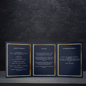 ブルーフローラ金ゴールド写真三回葬儀プログラム 三つ折り案内状