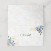 ブルーフローラ金ゴールド大理石折り畳み座席表 プレイスカード (外部開封)