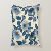 ブルーフローラ金ゴールド日本のグリッター浮世絵 アクセントクッション (正面(垂直))