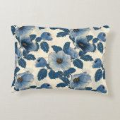 ブルーフローラ金ゴールド日本のグリッター浮世絵 アクセントクッション (裏面)