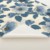 ブルーフローラ金ゴールド日本のグリッター浮世絵 シェルパブランケット (3/4)