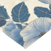 ブルーフローラ金ゴールド日本のグリッター浮世絵 テーブルクロス (アングル)