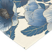 ブルーフローラ金ゴールド日本のグリッター浮世絵 ロングテーブルランナー (コーナー)