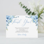 ブルーフローラ銀ブライダルシャワーサンキューカード サンキューカード (スタンド正面)