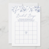 ブルーフローラ陳腐ブライダルシャワービンゴゲーム 招待状 (正面)