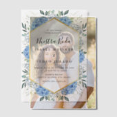 ブルーフローラ離れ金ゴールドヌエストラボダ結婚ズ ベラム紙招待状 (オフセット (カップル))