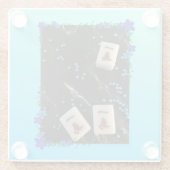 ブルーフローラ麻雀をテーマにしたガラスのコースター ガラスコースター (裏面)