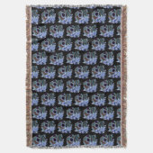 ブルーフローラ黒糖スカルデイオブザデッド スローブランケット (正面縦)