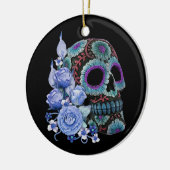ブルーフローラ黒糖スカルデイオブザデッド セラミックオーナメント (左)