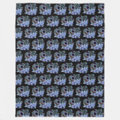 ブルーフローラ黒糖スカルデイオブザデッド フリースブランケット (正面)