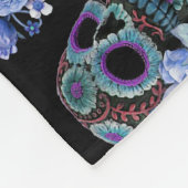 ブルーフローラ黒糖スカルデイオブザデッド フリースブランケット (角)