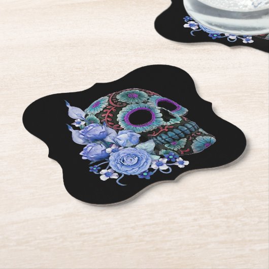 ブルーフローラ黒糖スカルデイオブザデッド ペーパーコースター (アングル)