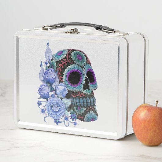 ブルーフローラ黒糖スカルデイオブザデッド メタルランチボックス (インサイチュ)