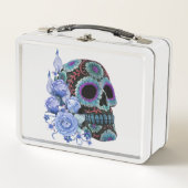 ブルーフローラ黒糖スカルデイオブザデッド メタルランチボックス (正面)