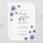 ブルーフローラ60th Birthday Partyへの招待 招待状 (正面/裏面)