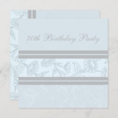 ブルーフローラ70番目のバースデーパーティ招待状 招待状 (正面/裏面)