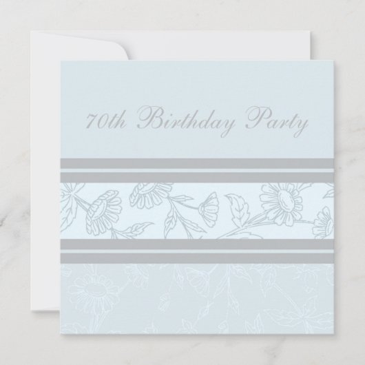 ブルーフローラ70番目のバースデーパーティ招待状 招待状 (正面)