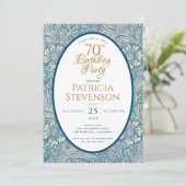 ブルーフローラ70th誕生日マリゴールドWilliam Morris 招待状 (スタンド正面)
