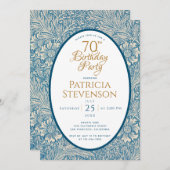 ブルーフローラ70th誕生日マリゴールドWilliam Morris 招待状 (正面/裏面)
