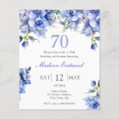 ブルーフローラ70th誕生日予算招待状 (正面)