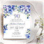 ブルーフローラ90th誕生日予算招待状<br><div class="desc">90回目の誕生日のバッシュに最適な招待状をお探しですか?夢のような青紫色のフローラ紙招待状以上に見なさい!水彩の青い紫のデルフィニウムの花かわいらしをフォントで飾った繊細で美しいデザインとエレガント、これらの紙の招待状は、すべてのあなたの客手頃客を感動させる。</div>