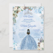 ブルーフローラ&ウィンターホリデーミクリン誕生日 招待状 (正面)