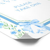 ブルーフローラ&ボウヴィンテージベビーシャワーの好意 ポスター (角)