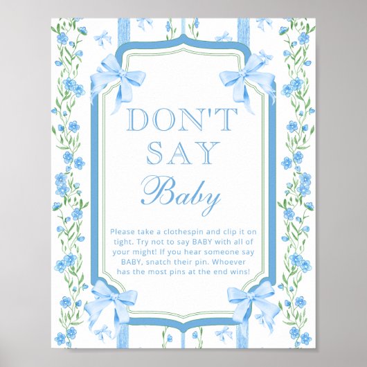 ブルーフローラ&ボウヴィンテージ言わないベビーポスター ポスター (正面)