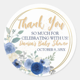 ブルーフローラ&金ゴールドクラシックルーンステッカークラシックRou ラウンドシール