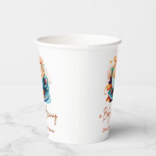 ブルーフローラAベビーはコーヒーの赤ちゃんシャワーを醸造している 紙コップ (右)