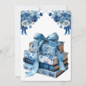 ブルーフローラA新しいチャプターブライダルシャワー 招待状 (裏面)