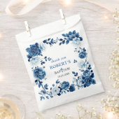 ブルーフローラChinoiserieボーイバプテスマ フェイバーバッグ (クリップ留めされた状態)