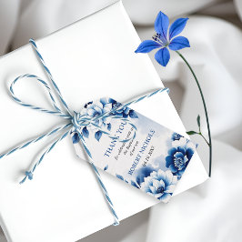 ブルーフローラChinoiserie少年バプテスマありがとう ギフトタグ