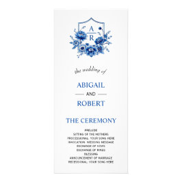 ブルーフローラChinoiserie牡丹ウェディングプログラム ラックカード
