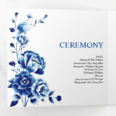 ブルーフローラChinoiserie牡丹ウェディングプログラム 三つ折りプログラム (内部最初)