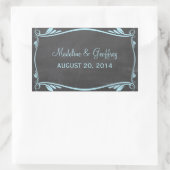 ブルーフローリッシュシャルボード結婚式用シール 長方形シール (バッグ)