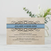 ブルーフローリッシュ縁ど結婚式招待状 招待状 (スタンド正面)