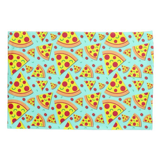 ブルーフードボーイズのペペローニピザパターン(の模様が)あるスライス 枕カバー (裏面)