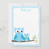 ブルーフーフクロウフラットサンキューノート ノートカード (正面)