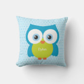 ブルーフーフクロウ居心地の良い森林動物アクセント クッション (正面)