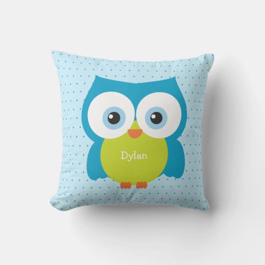 ブルーフーフクロウ居心地の良い森林動物アクセント クッション (正面)