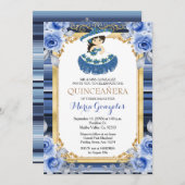 ブルーフ王室のラワーズ金ゴールドキンセアニェラ招待状 招待状 (正面/裏面)