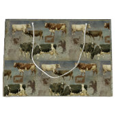 ブルーフ素朴ァームカウウッドパターン男らしパパ ラージペーパーバッグ (正面)