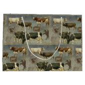 ブルーフ素朴ァームカウウッドパターン男らしパパ ラージペーパーバッグ (裏面)