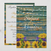 ブルーフ素朴ェンとデイジー動揺して（きらきら） 招待状 (正面/裏面)