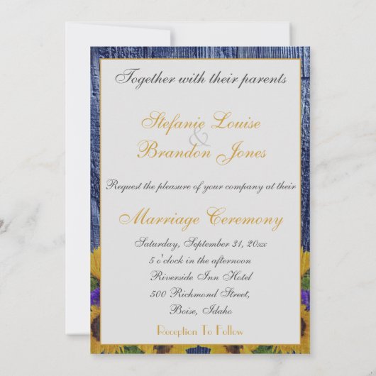 ブルーフ素朴ェンスとデイジー 招待状 (裏面)