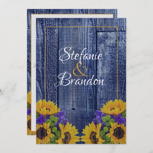 ブルーフ素朴ェンスとデイジー 招待状 (正面/裏面)