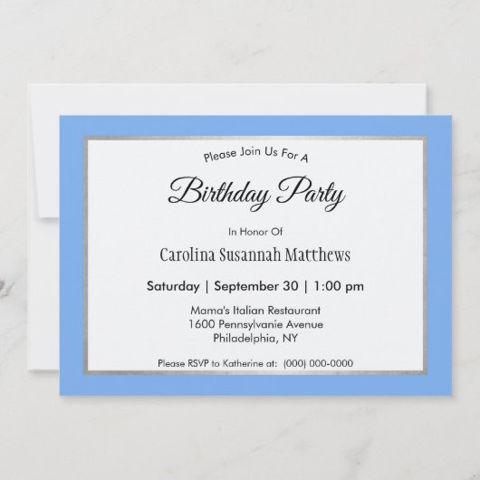 ブルーブジかわいらしーフォト誕生日招待状 招待状 (裏面)