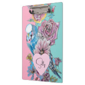 ブルーブジウオーターカラーフローラガールズピンクアクア クリップボード (左)