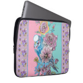 ブルーブジウオーターカラーフローラガールズピンクアクア ラップトップスリーブ (正面右)